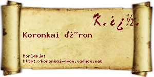 Koronkai Áron névjegykártya
